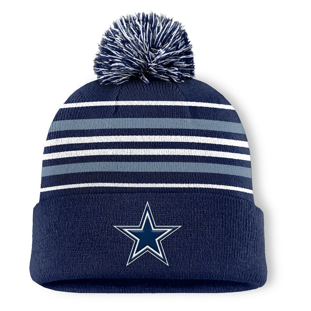 Dallas Cowboys Fundamental Striped Cuffed Knit Hat with Pom - Navy discount