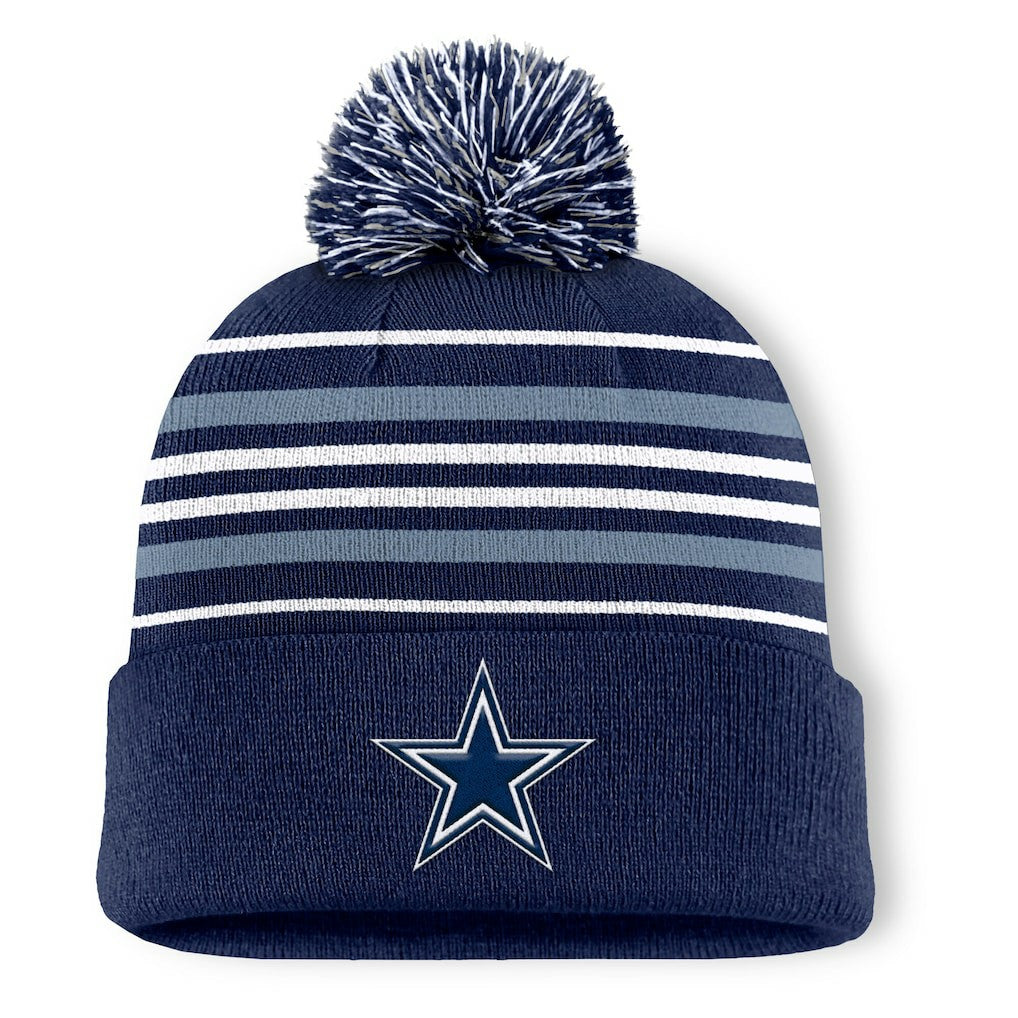 Dallas Cowboys Fundamental Striped Cuffed Knit Hat with Pom - Navy discount