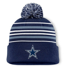 Dallas Cowboys Fundamental Striped Cuffed Knit Hat with Pom - Navy discount