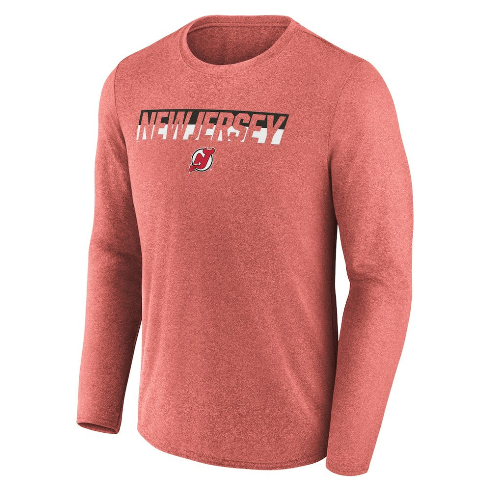 New Jersey Devils Fanatics Transition Long Sleeve T-Shirt - Heather Red T-shirts