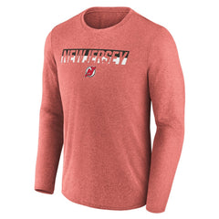 New Jersey Devils Fanatics Transition Long Sleeve T-Shirt - Heather Red T-shirts