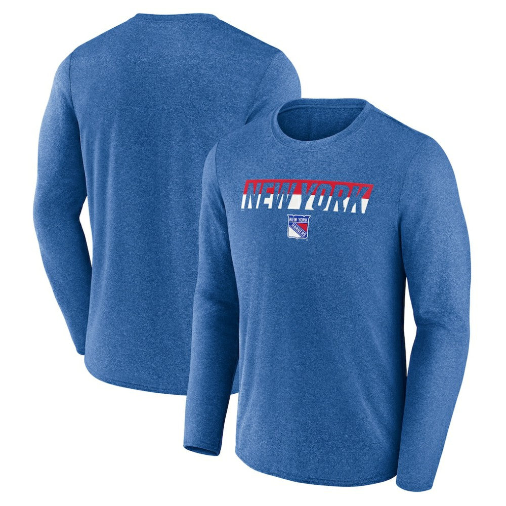 New York Rangers Fanatics Transition Long Sleeve T-Shirt - Heather Blue T-shirts