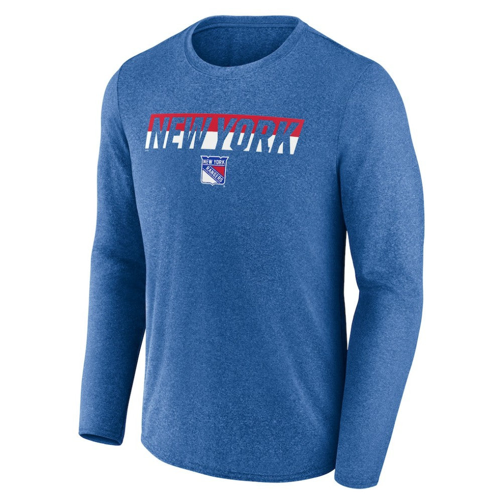 New York Rangers Fanatics Transition Long Sleeve T-Shirt - Heather Blue T-shirts