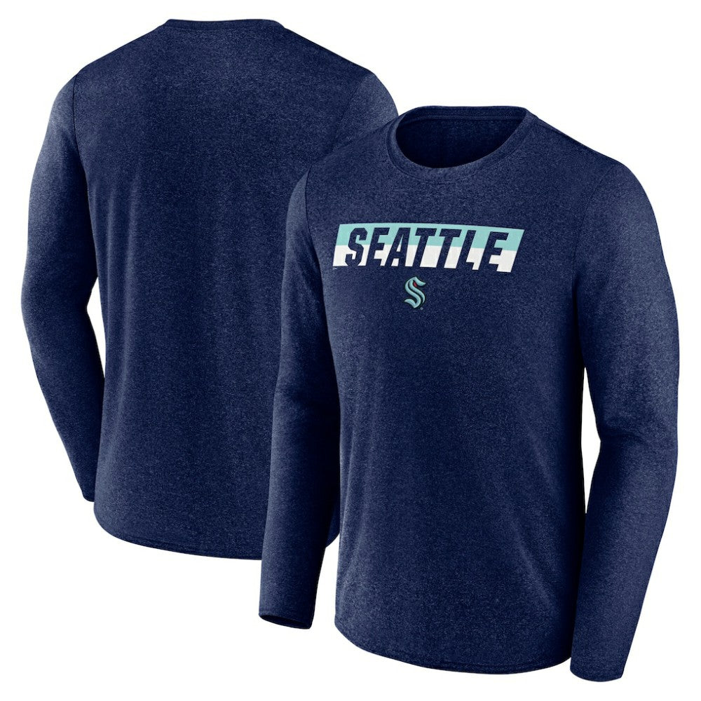 Seattle Kraken Fanatics Transition Long Sleeve T-Shirt - Heather Navy T-shirts