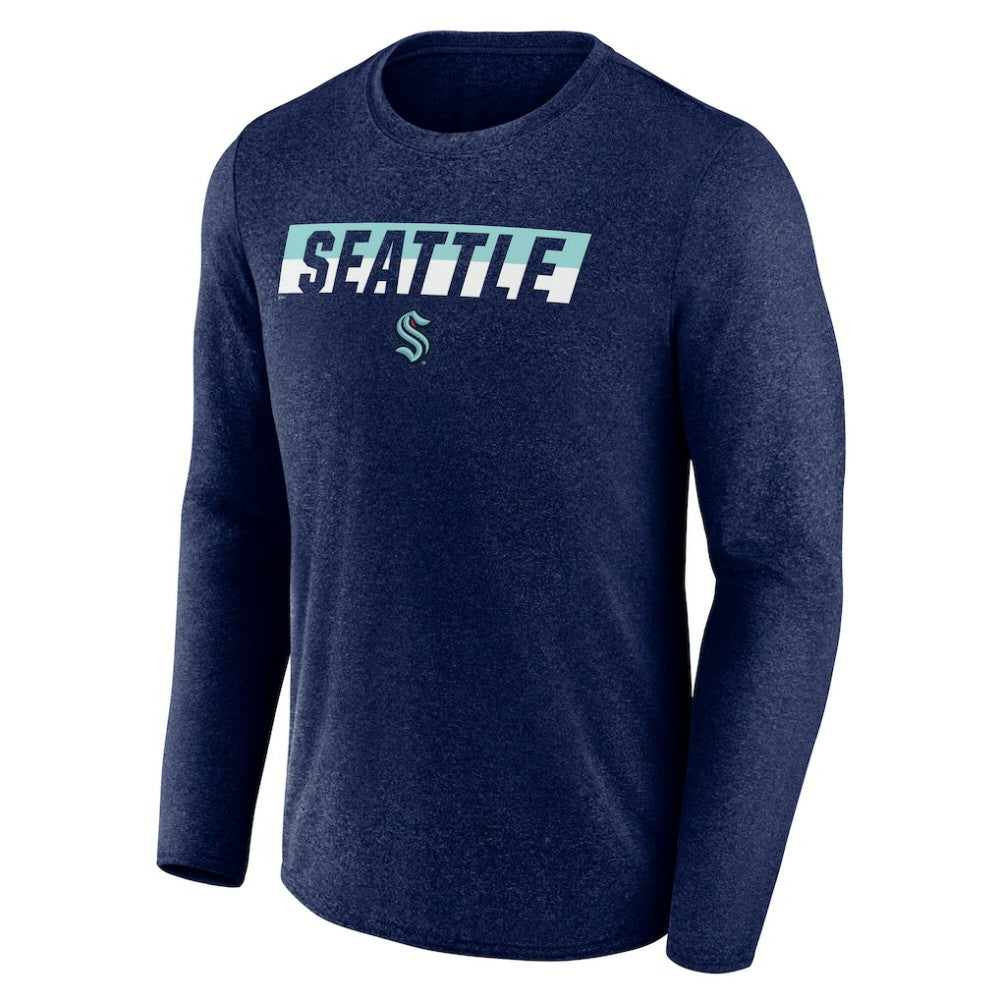 Seattle Kraken Fanatics Transition Long Sleeve T-Shirt - Heather Navy T-shirts