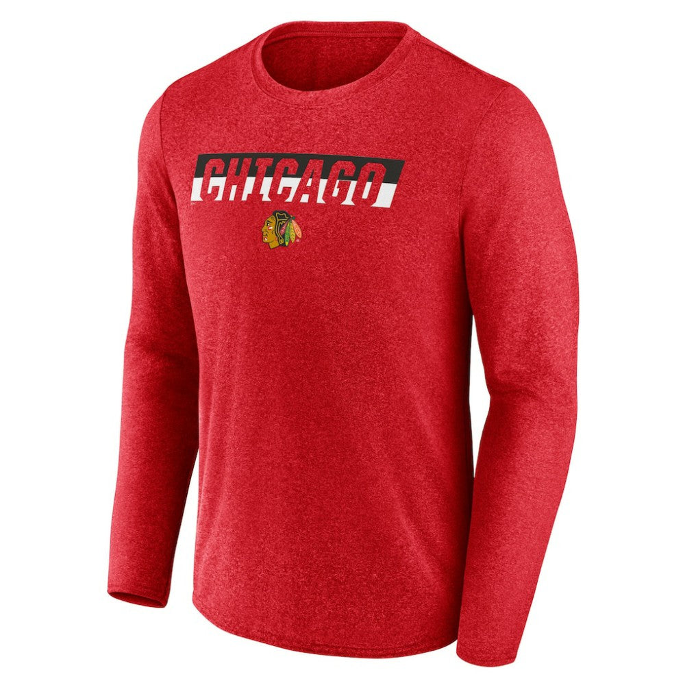 Chicago Blackhawks Fanatics Transition Long Sleeve T-Shirt - Heather Red T-shirts