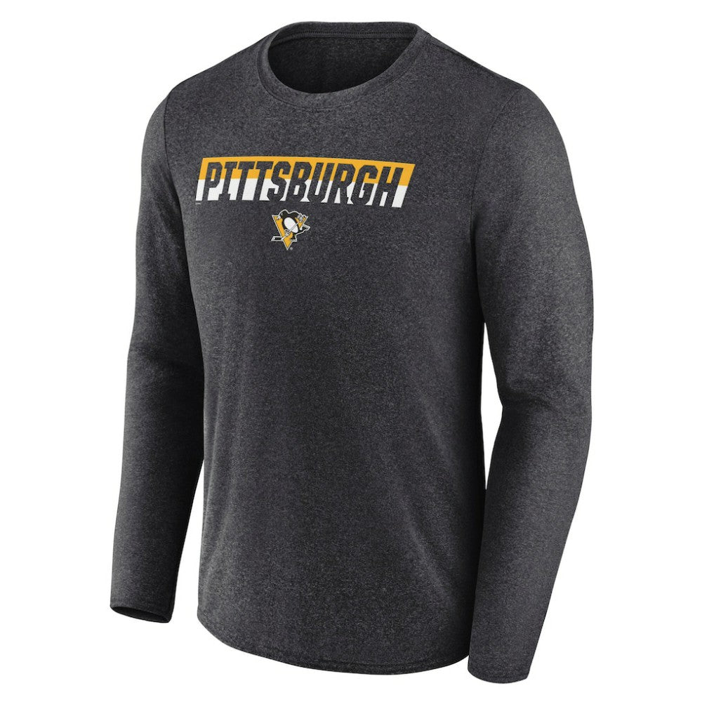 Pittsburgh Penguins Fanatics Transition Long Sleeve T-Shirt - Heather Charcoal T-shirts