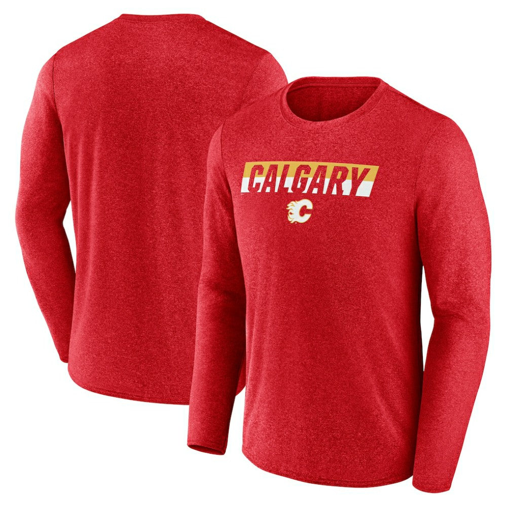 Calgary Flames Fanatics Transition Long Sleeve T-Shirt - Heather Red T-shirts