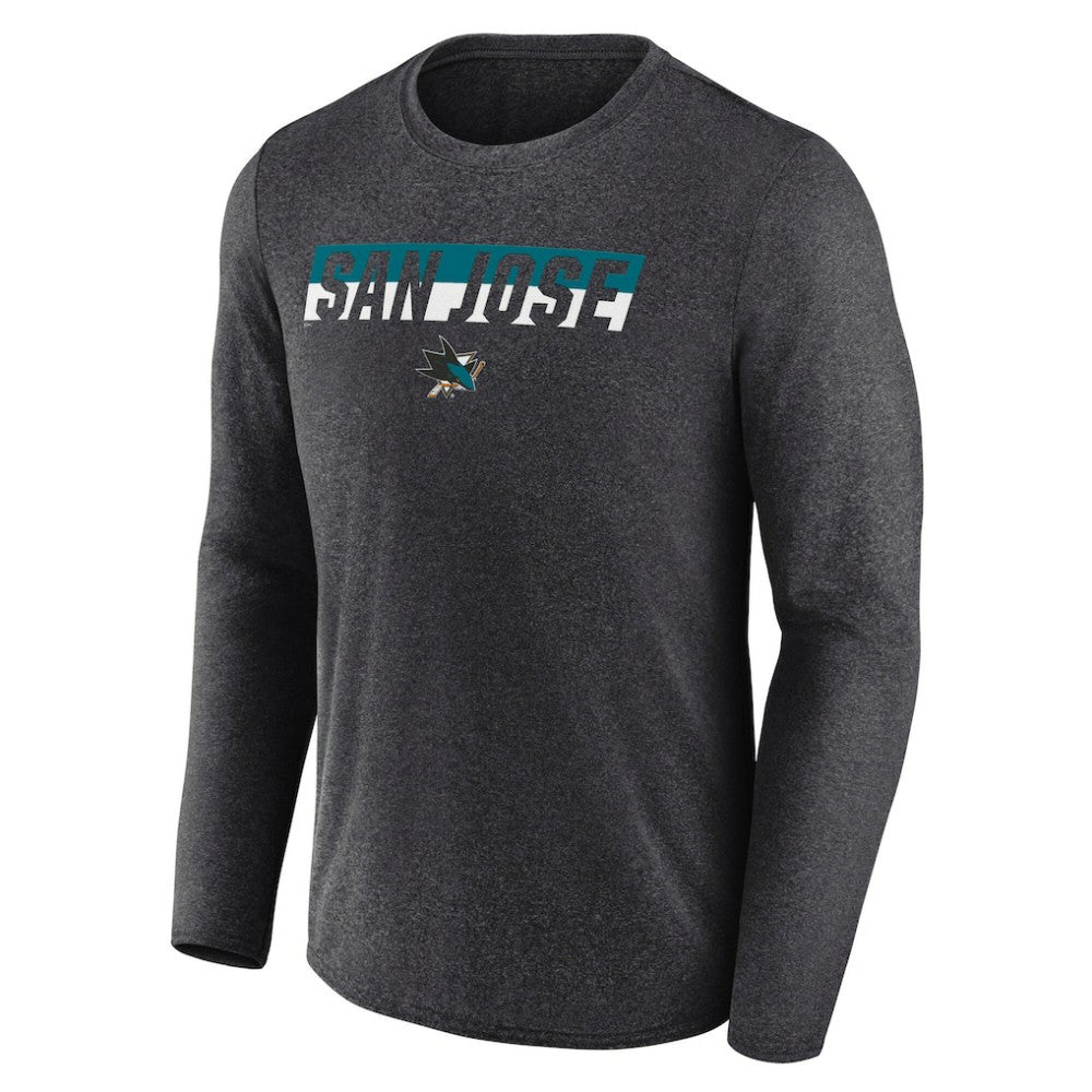 San Jose Sharks Fanatics Transition Long Sleeve T-Shirt - Heather Charcoal T-shirts