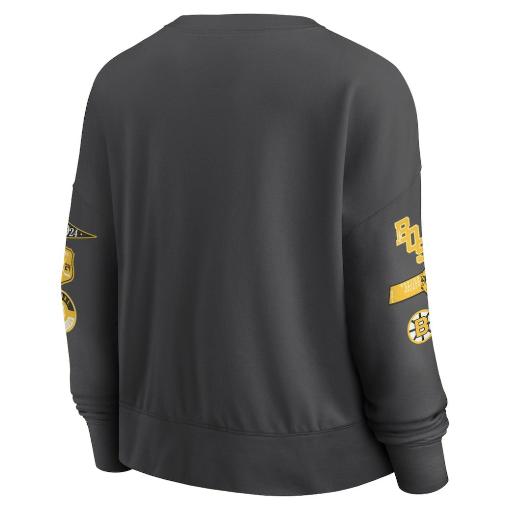 Boston Bruins Fanatics Women's Oversized Vintage Go Team Pullover Sweatshirt - Black Sweatshirts