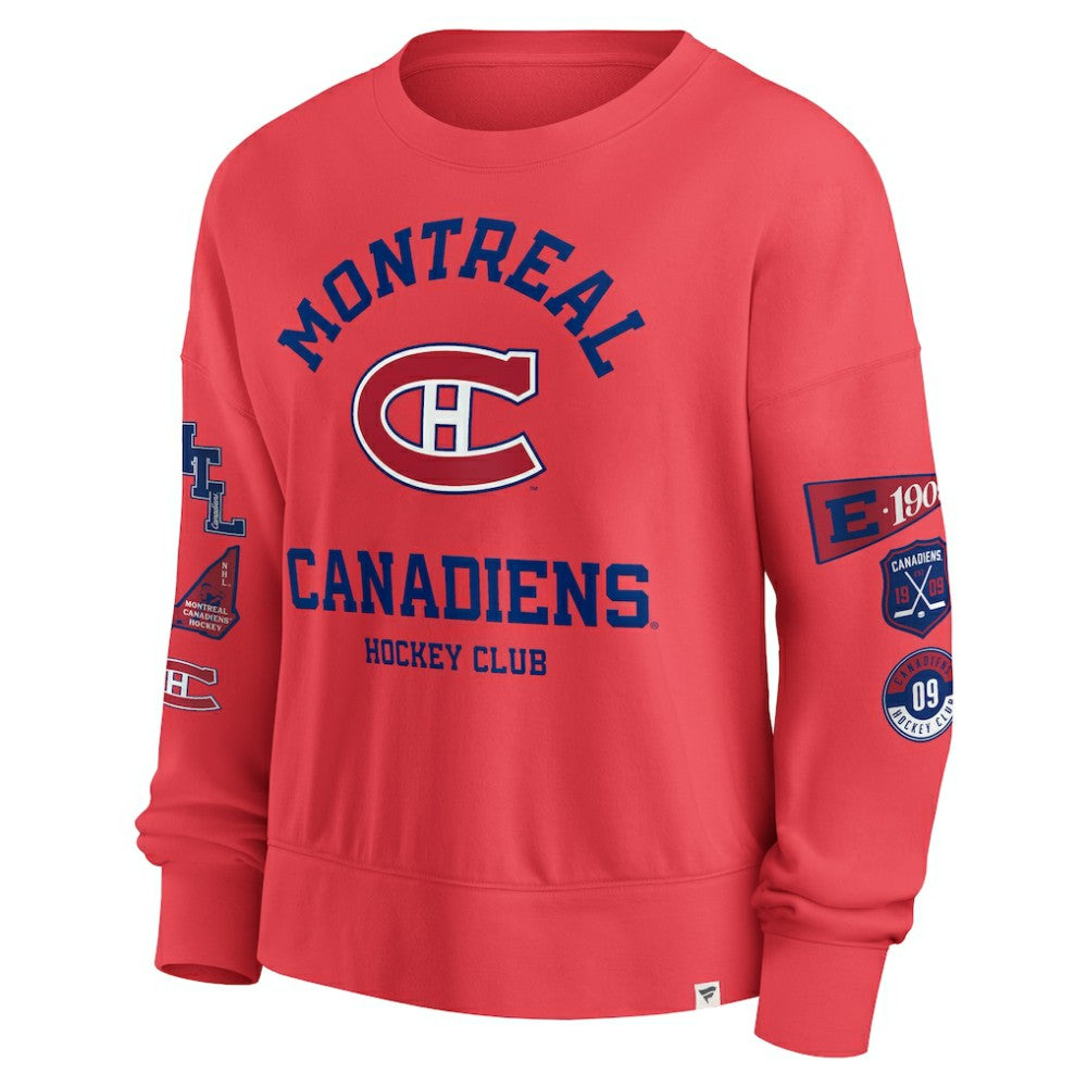 Montreal Canadiens Fanatics Women's Oversized Vintage Go Team Pullover Sweatshirt - Red Sweatshirts