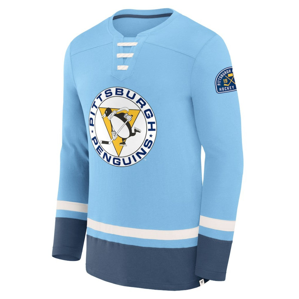 Pittsburgh Penguins Fanatics Vintage High Point Long Sleeve T-Shirt - Light Blue T-shirts