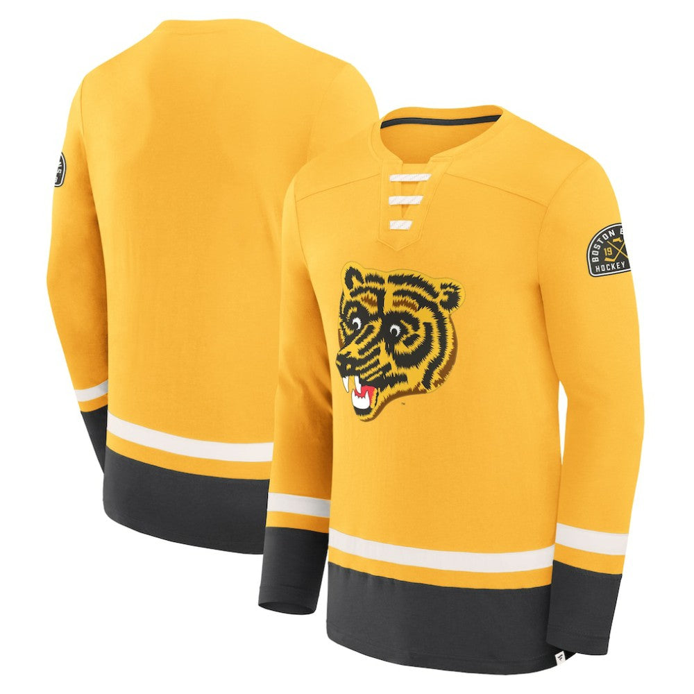 Boston Bruins Fanatics Vintage High Point Long Sleeve T-Shirt - Gold T-shirts