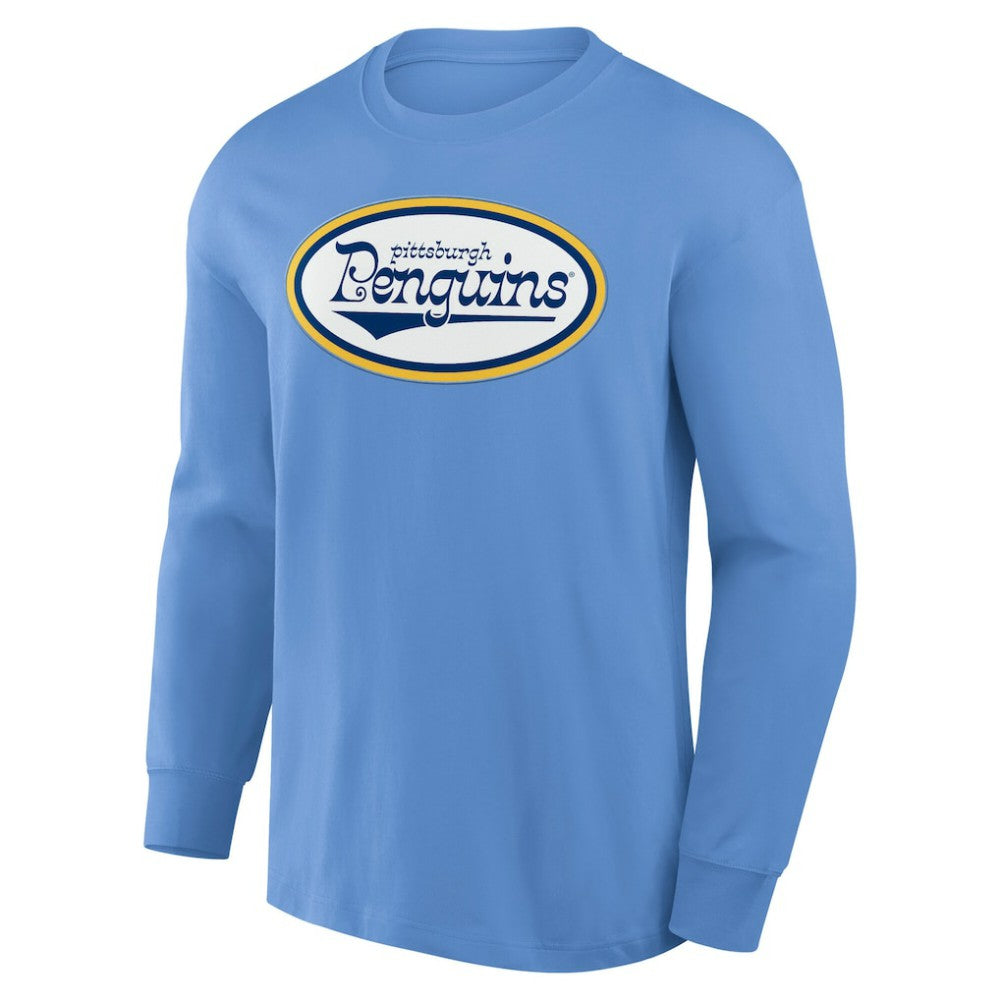 Pittsburgh Penguins Fanatics Vintage Rewind Long Sleeve T-Shirt - Light Blue T-shirts