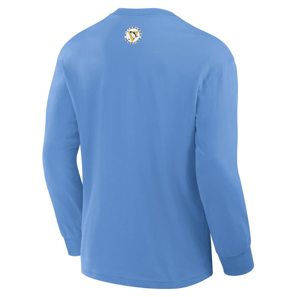 Pittsburgh Penguins Fanatics Vintage Rewind Long Sleeve T-Shirt - Light Blue T-shirts