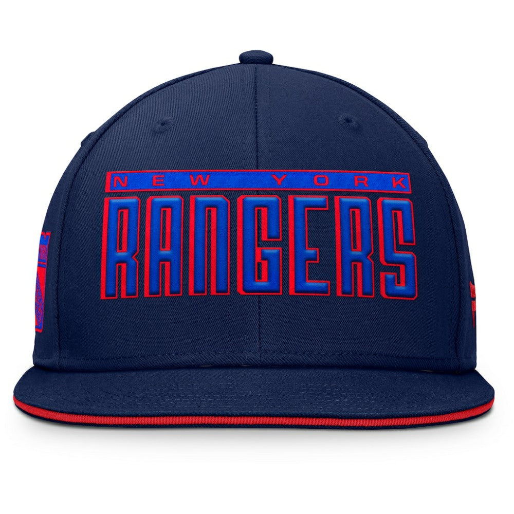 New York Rangers Fanatics Fundamental Gino Stack Snapback Hat - Blue Hats