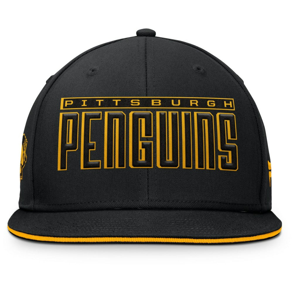 Pittsburgh Penguins Fanatics Fundamental Gino Stack Snapback Hat - Black Hats