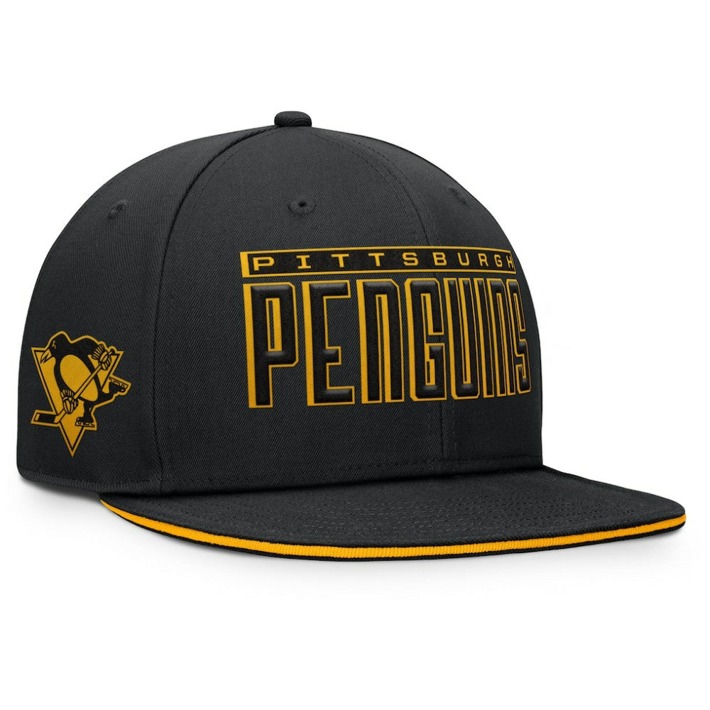 Pittsburgh Penguins Fanatics Fundamental Gino Stack Snapback Hat - Black Hats