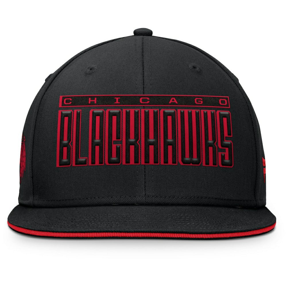 Chicago Blackhawks Fanatics Fundamental Gino Stack Snapback Hat - Black Hats