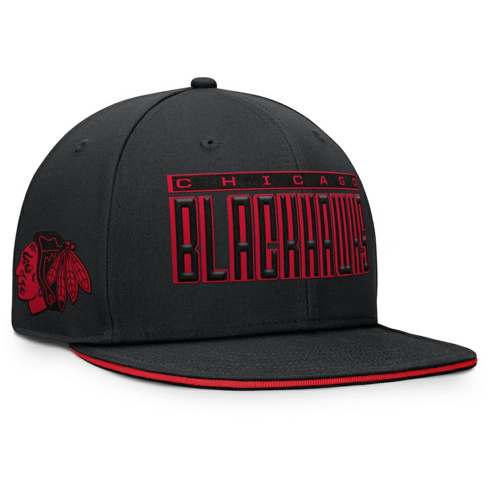 Chicago Blackhawks Fanatics Fundamental Gino Stack Snapback Hat - Black Hats