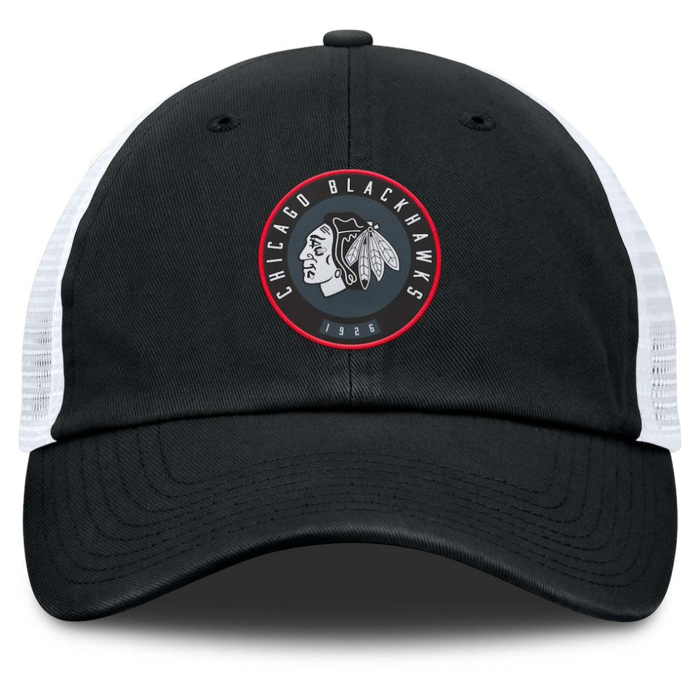 Chicago Blackhawks Fanatics Averie Trucker Adjustable Hat - Black/White Hats