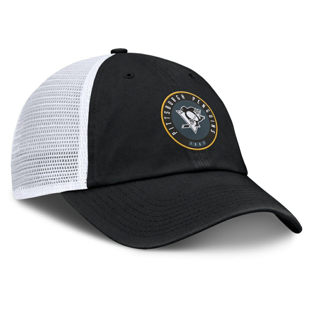 Pittsburgh Penguins Fanatics Averie Trucker Adjustable Hat - Black/White Hats