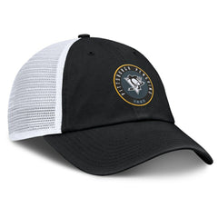 Pittsburgh Penguins Fanatics Averie Trucker Adjustable Hat - Black/White Hats