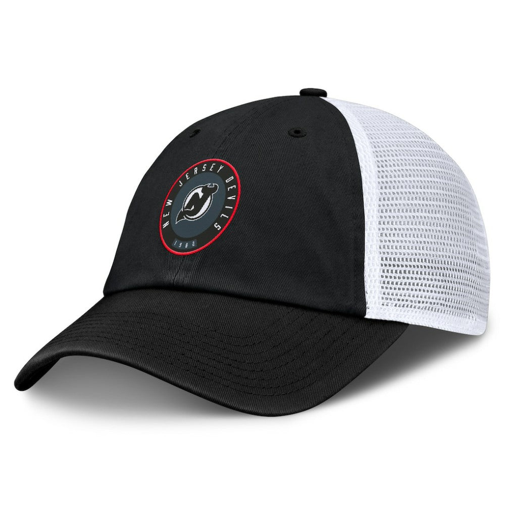 New Jersey Devils Fanatics Averie Trucker Adjustable Hat - Black/White Jerseys