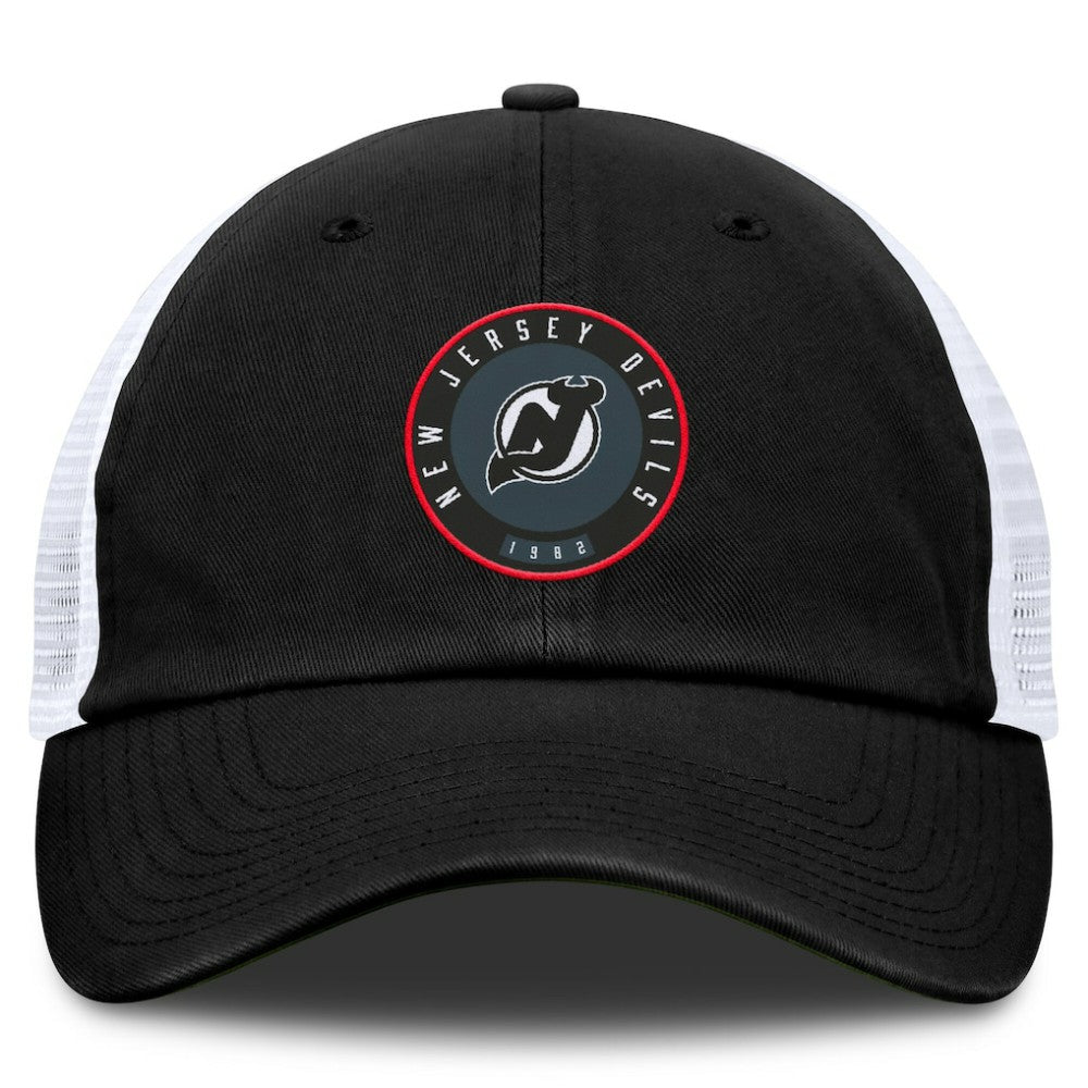 New Jersey Devils Fanatics Averie Trucker Adjustable Hat - Black/White Jerseys