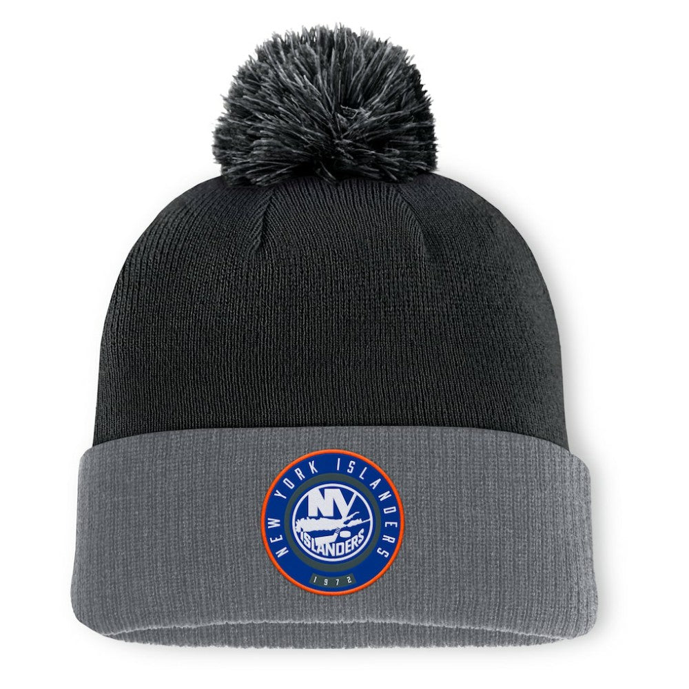 New York Islanders Fanatics Aspyn Cuffed Knit Hat with Pom - Black Hats