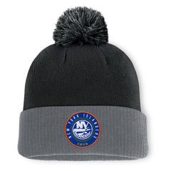 New York Islanders Fanatics Aspyn Cuffed Knit Hat with Pom - Black Hats