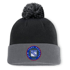 New York Rangers Fanatics Aspyn Cuffed Knit Hat with Pom - Black Hats