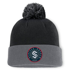 Seattle Kraken Fanatics Aspyn Cuffed Knit Hat with Pom - Black Hats