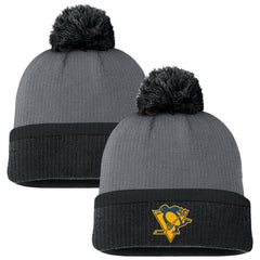 Pittsburgh Penguins Fanatics Women's Cuffed Knit Hat with Pom - Charcoal Hats