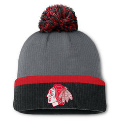 Chicago Blackhawks Fanatics Women's Cuffed Knit Hat with Pom - Charcoal Hats