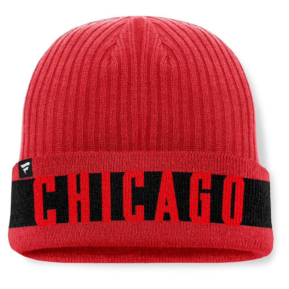 Chicago Blackhawks Fanatics Blueliner Cuffed Knit Hat - Red Hats