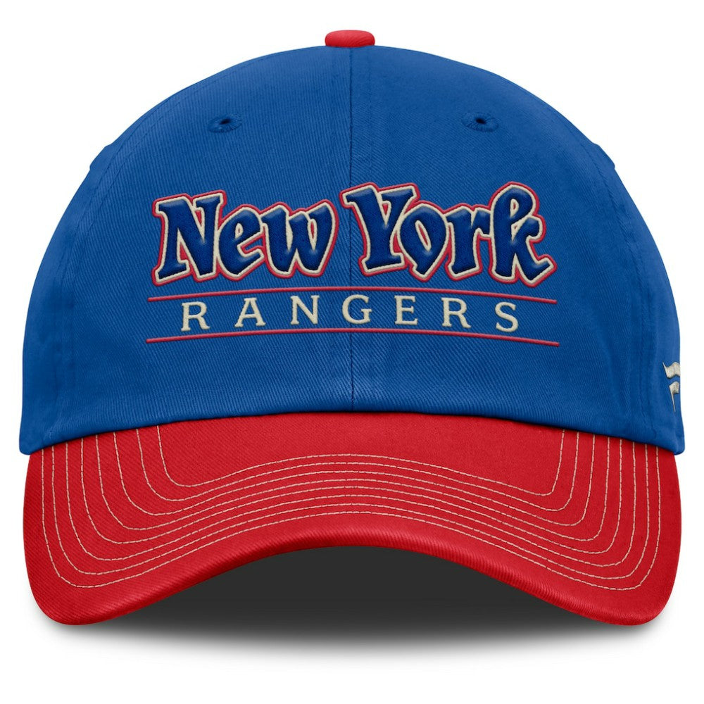 New York Rangers Fanatics Heritage Home Ice Two-Tone Adjustable Hat - Blue/Red Hats