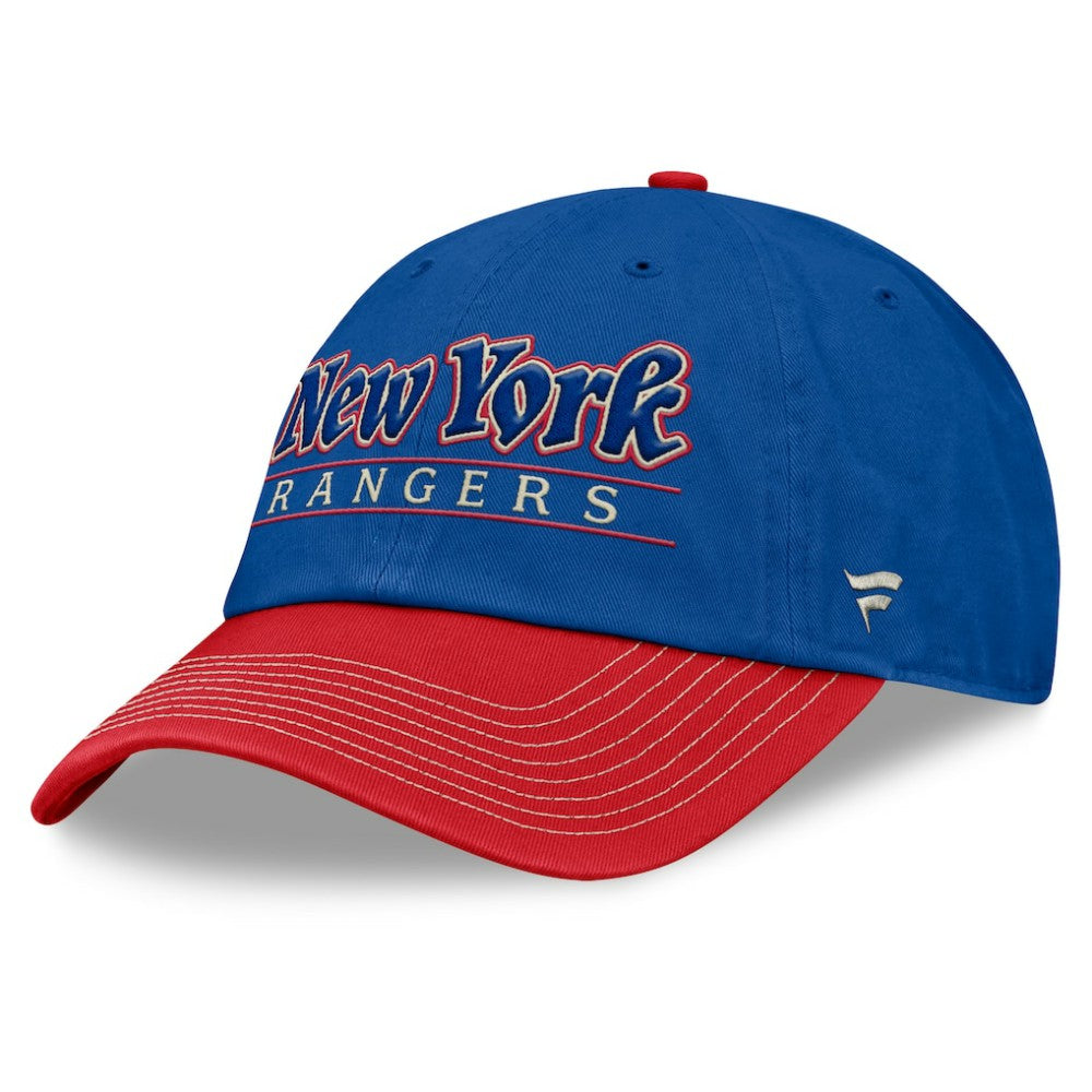 New York Rangers Fanatics Heritage Home Ice Two-Tone Adjustable Hat - Blue/Red Hats