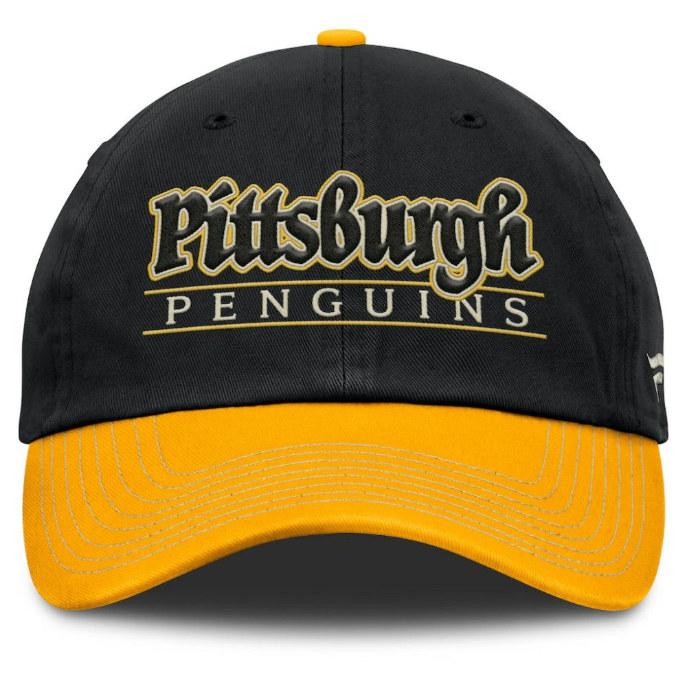 Pittsburgh Penguins Fanatics Heritage Home Ice Two-Tone Adjustable Hat - Black/Gold Hats