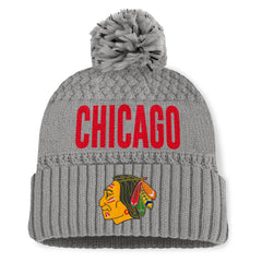Chicago Blackhawks Fanatics Women's Heritage Tilly Cuffed Knit Hat with Pom - Gray Hats