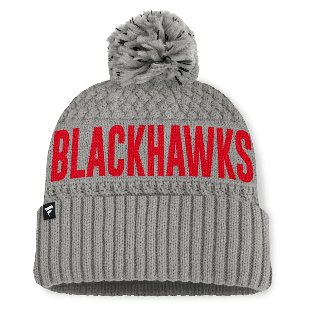 Chicago Blackhawks Fanatics Women's Heritage Tilly Cuffed Knit Hat with Pom - Gray Hats