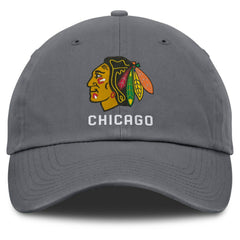 Chicago Blackhawks Fanatics Washed Adjustable Hat - Charcoal Hats