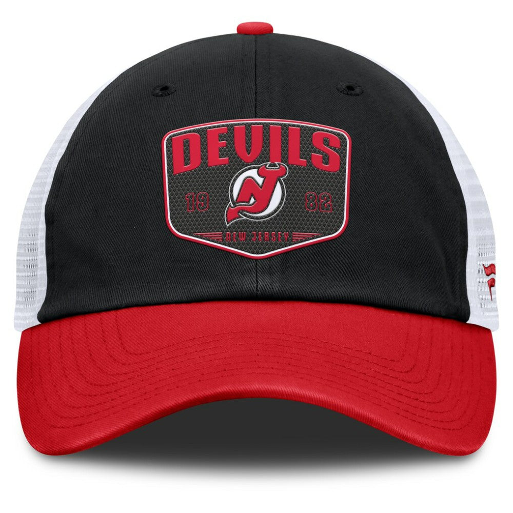 New Jersey Devils Fanatics Fundamental One-Time Trucker Adjustable Hat - Black Jerseys