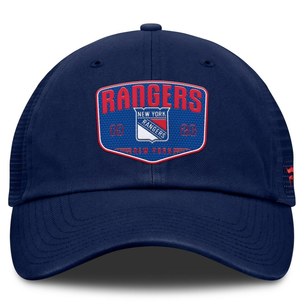 New York Rangers Fanatics Fundamental One-Time Trucker Adjustable Hat - Blue Hats