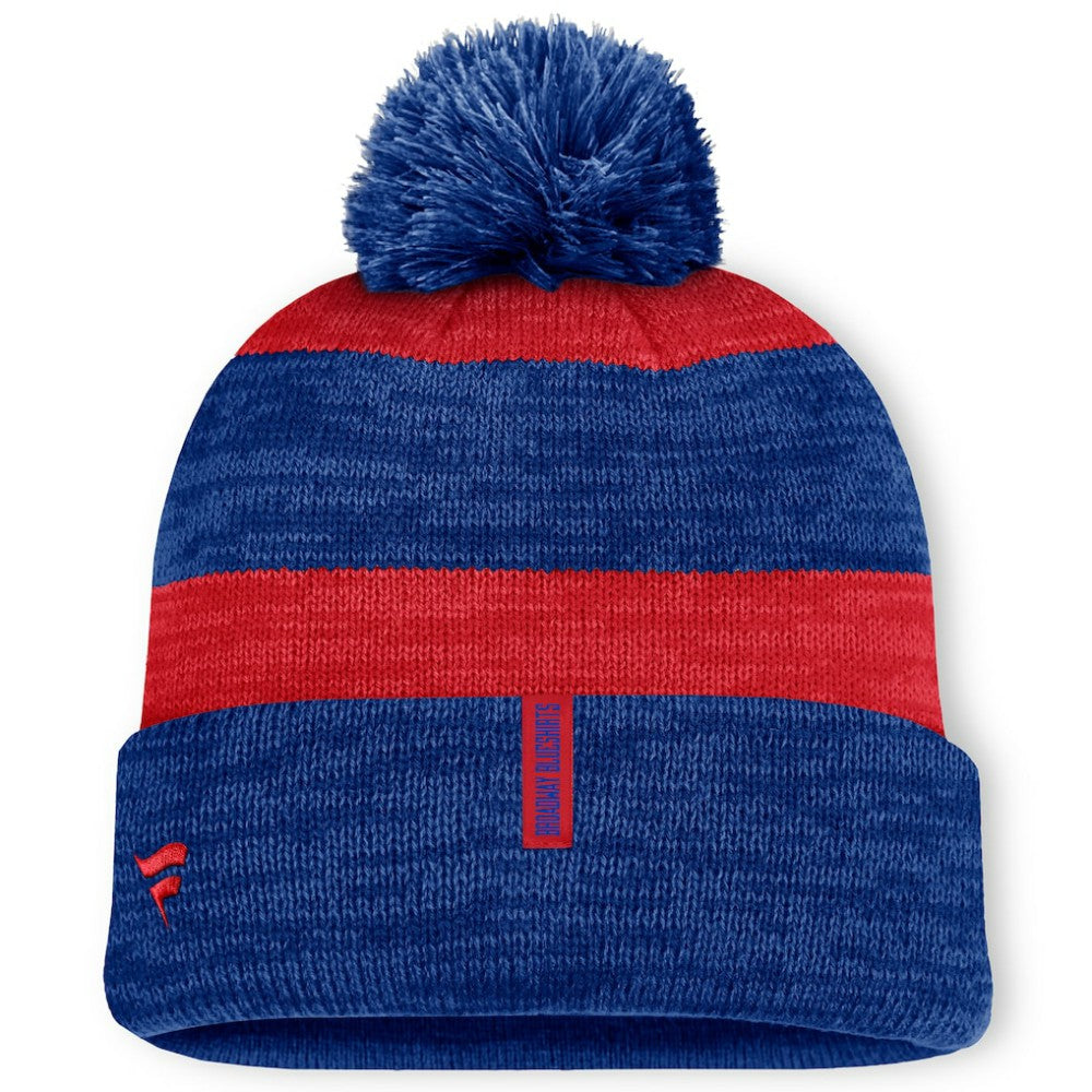 New York Rangers Fanatics Fundamental Red Line Cuffed Knit Hat with Pom - Navy Hats