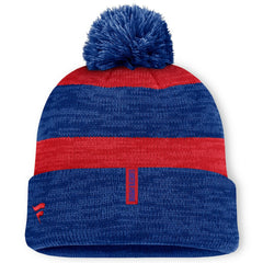 New York Rangers Fanatics Fundamental Red Line Cuffed Knit Hat with Pom - Navy Hats