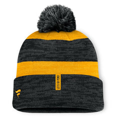 Pittsburgh Penguins Fanatics Fundamental Red Line Cuffed Knit Hat with Pom - Black Hats