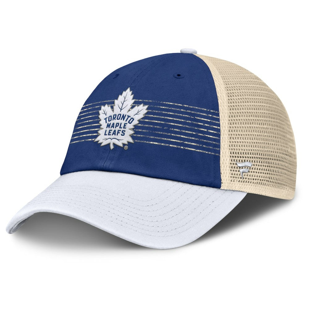 Toronto Maple Leafs Fanatics Heritage Breakaway Trucker Adjustable Hat - Blue/Cream Hats