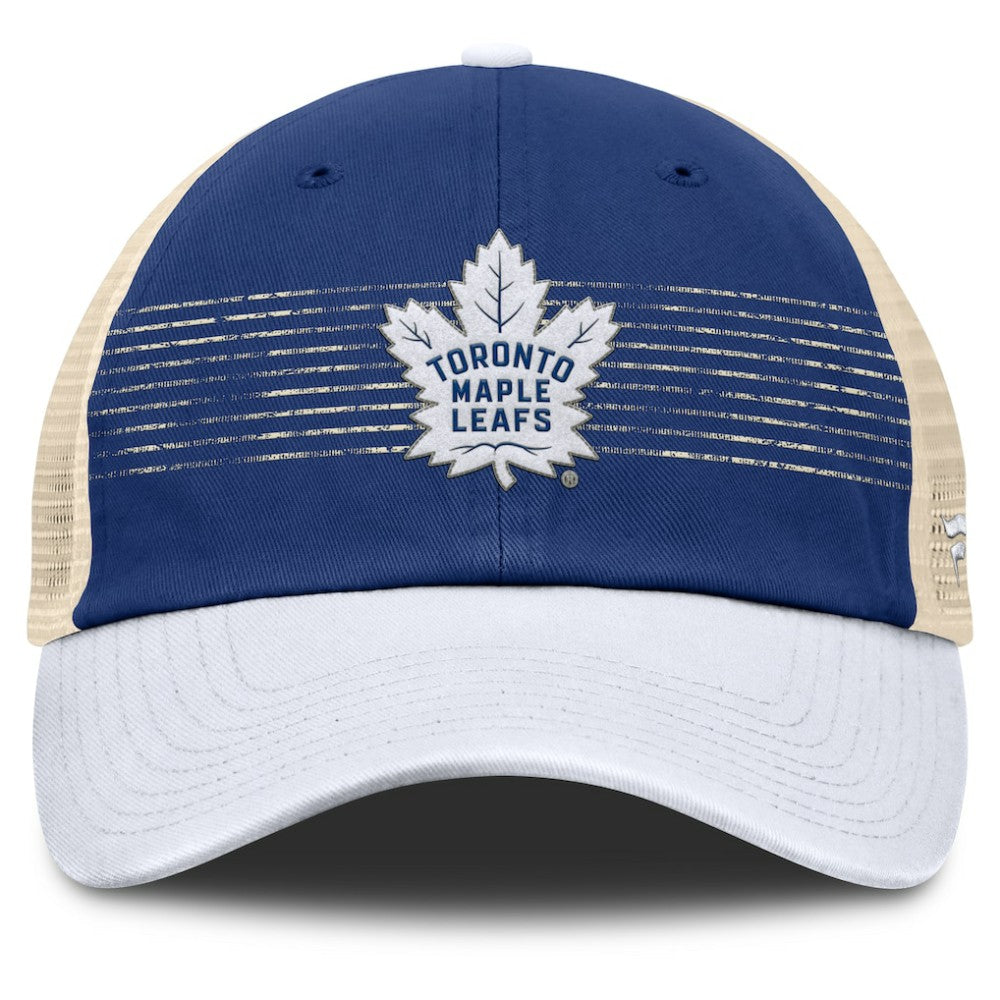 Toronto Maple Leafs Fanatics Heritage Breakaway Trucker Adjustable Hat - Blue/Cream Hats