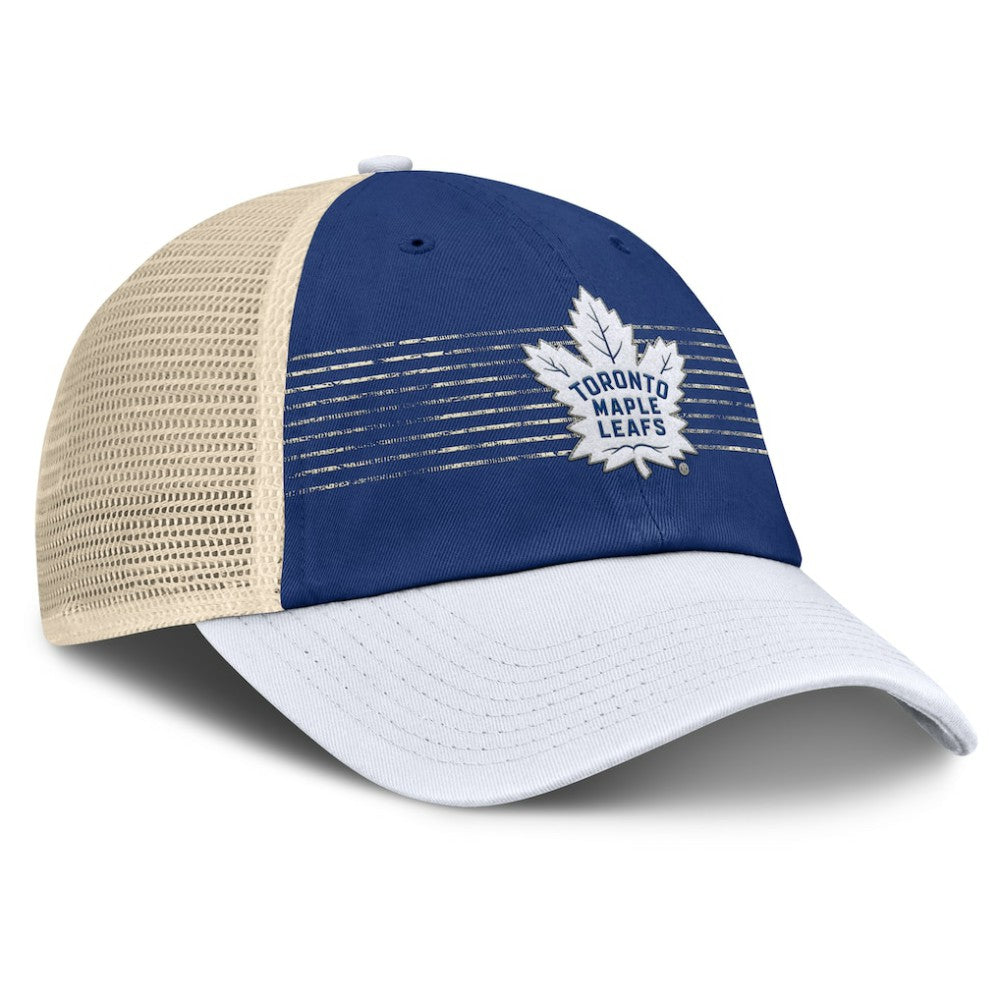 Toronto Maple Leafs Fanatics Heritage Breakaway Trucker Adjustable Hat - Blue/Cream Hats